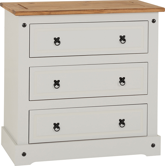 Corona 3 Drawer Chest In Grey Pine - Click Image to Close